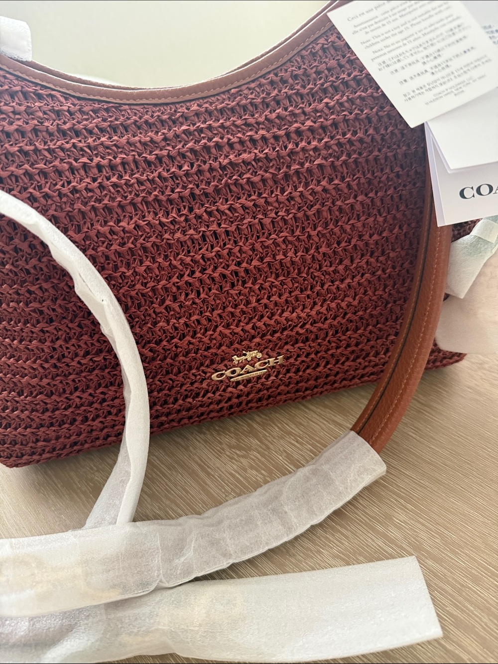 NWT Coach Limited Edition Natural Straw Laurel Shoulder Bag With Charms - Picture 3 of 16